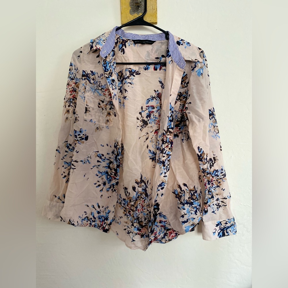 Soft pink floral button down